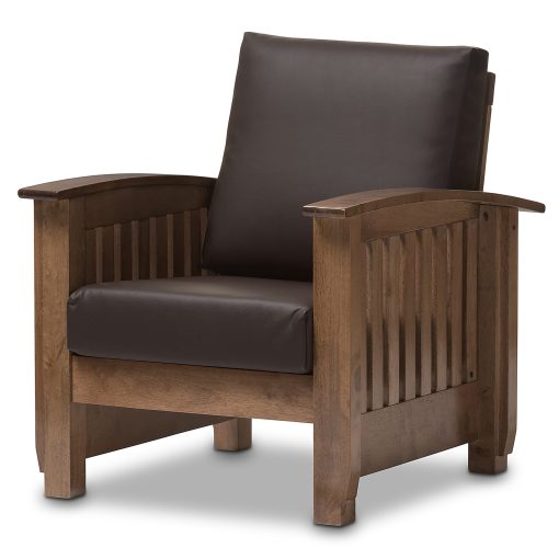 Baxton Studio Alina Lounge Chair, Dark Brown/Dark Walnut - Image 2