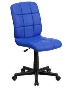 Flash Furniture Quilted Vinyl Mid-Back Swivel Task Chair, Armeless, Blue/Black 2