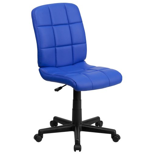 Flash Furniture Quilted Vinyl Mid-Back Swivel Task Chair, Armeless, Blue/Black - Image 2