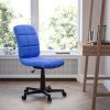 Flash Furniture Quilted Vinyl Mid-Back Swivel Task Chair, Armeless, Blue/Black