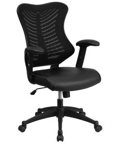 Flash Furniture Designer Ergonomic LeatherSoft™ Faux Leather/Mesh High-Back Chair, Black 2