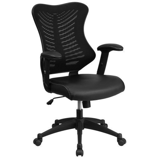 Flash Furniture Designer Ergonomic LeatherSoft™ Faux Leather/Mesh High-Back Chair, Black - Image 2
