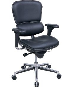 Eurotech Ergohuman Bonded Leather Mid-Back Chair, Black/Chrome 2