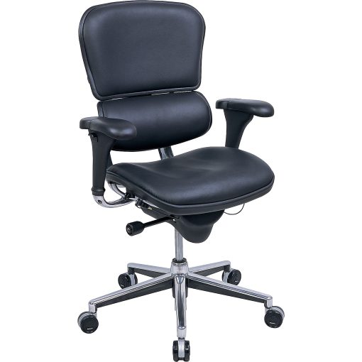 Eurotech Ergohuman Bonded Leather Mid-Back Chair, Black/Chrome - Image 2