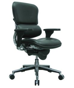 Eurotech Ergohuman Bonded Leather Mid-Back Chair, Black/Chrome