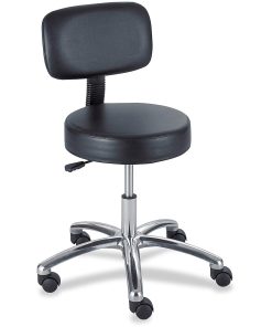 Safco® Pneumatic-Lift Lab Stool With Back, Black/Chrome 2