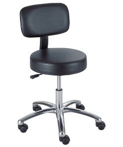 Safco® Pneumatic-Lift Lab Stool With Back, Black/Chrome