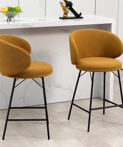 Glamour Home Baxter Fabric Counter Height Stools With Back, Brown, Set Of 2 Stools 2