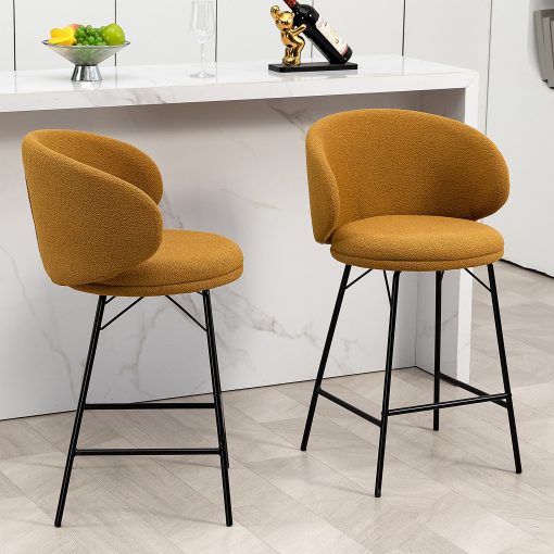 Glamour Home Baxter Fabric Counter Height Stools With Back, Brown, Set Of 2 Stools - Image 2
