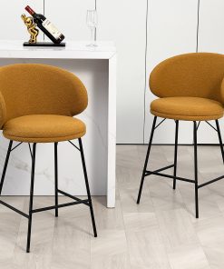 Glamour Home Baxter Fabric Counter Height Stools With Back, Brown, Set Of 2 Stools