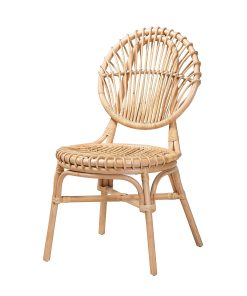 bali & pari Iris Modern Bohemian Rattan Dining Accent Chair, Natural Brown 2
