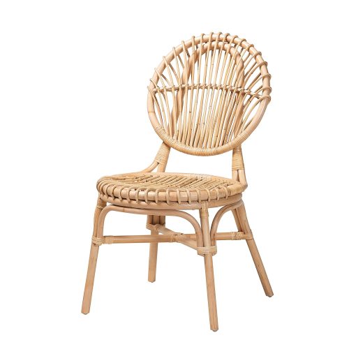 bali & pari Iris Modern Bohemian Rattan Dining Accent Chair, Natural Brown - Image 2