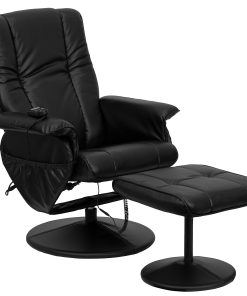 Flash Furniture Massaging Multi-Position Recliner And Ottoman, Black 2