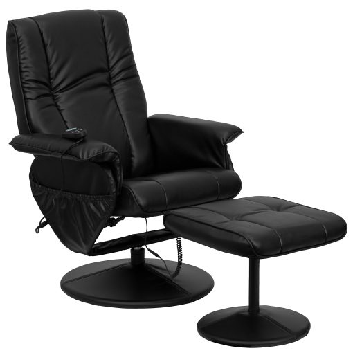 Flash Furniture Massaging Multi-Position Recliner And Ottoman, Black - Image 2