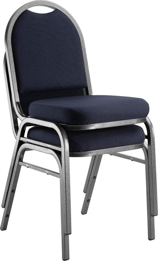 National Public Seating 9200 Series: Dome-Back Premium Fabric Upholstered Banquet Stack Chair, Midnight Blue Seat/Silvervein Frame, Set Of 2 - Image 2