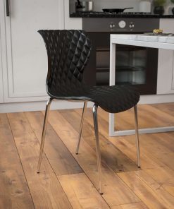 Flash Furniture Lowell Contemporary Design Plastic Stack Chair, Black 2