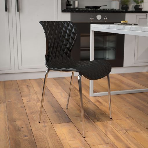 Flash Furniture Lowell Contemporary Design Plastic Stack Chair, Black - Image 2