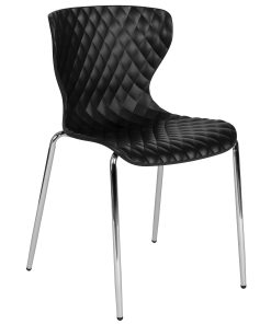 Flash Furniture Lowell Contemporary Design Plastic Stack Chair, Black