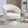 Glamour Home Belenus Corduroy Fabric Accent Chair With Swivel Base, White