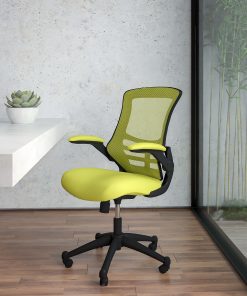 Flash Furniture Mesh Mid-Back Swivel Task Chair With Flip-Up Arms, Green/Black 2