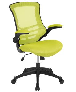 Flash Furniture Mesh Mid-Back Swivel Task Chair With Flip-Up Arms, Green/Black