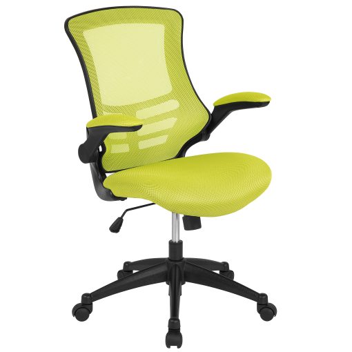 Flash Furniture Mesh Mid-Back Swivel Task Chair With Flip-Up Arms, Green/Black