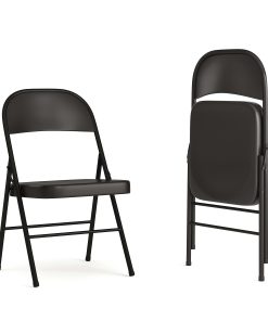 Flash Furniture HERCULES Series Double Braced Metal Folding Chair, Black