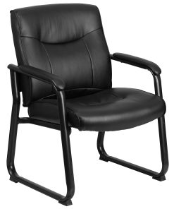 Flash Furniture Hercules Big & Tall LeatherSoft™ Faux Leather Low-Back Side Chair With Sled Base, Black 2