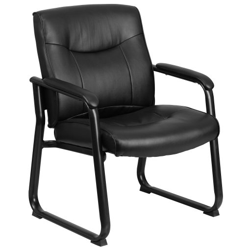 Flash Furniture Hercules Big & Tall LeatherSoft™ Faux Leather Low-Back Side Chair With Sled Base, Black - Image 2