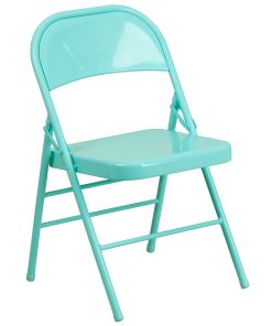 Flash Furniture HERCULES COLORBURST Metal Triple-Braced Folding Chair, Tantalizing Teal 2