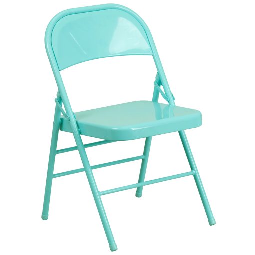 Flash Furniture HERCULES COLORBURST Metal Triple-Braced Folding Chair, Tantalizing Teal - Image 2