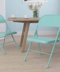 Flash Furniture HERCULES COLORBURST Metal Triple-Braced Folding Chair, Tantalizing Teal