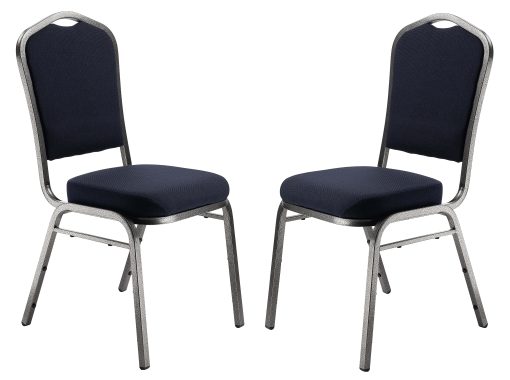 National Public Seating 9300 Series Deluxe Fabric Banquet Chairs, Midnight Blue/Silvervein, Pack Of 2 Chairs