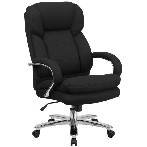 Flash Furniture Hercules 24-7 Intensive Use Big And Tall Office Chair With Loop Arms, Black Ergonomic Fabric/Gray - Image 2