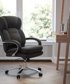 Flash Furniture Hercules 24-7 Intensive Use Big And Tall Office Chair With Loop Arms, Black Ergonomic Fabric/Gray