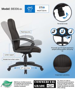 Boss Office Products Mid-Back Fabric Chair, Black 2