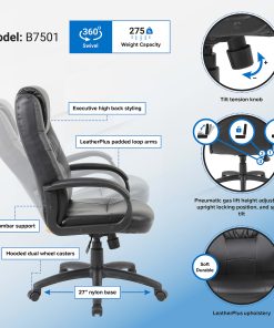 Boss Office Products Silhouette Ergonomic Bonded Leather High-Back Chair, Black 2