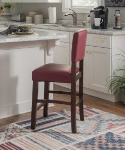 Linon Franklin Faux Leather Counter Stool, Espresso/Dark Red 2