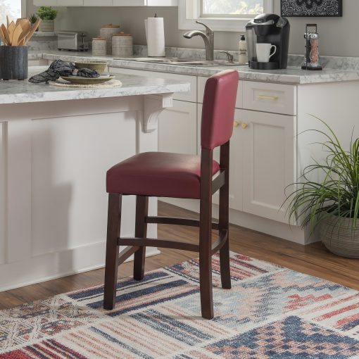 Linon Franklin Faux Leather Counter Stool, Espresso/Dark Red - Image 2