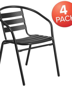 Flash Furniture Restaurant Stack Chairs, Black, Set Of 4 Chairs 2