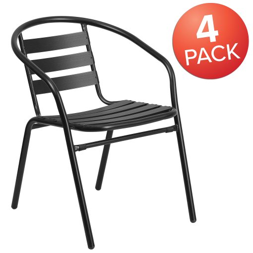 Flash Furniture Restaurant Stack Chairs, Black, Set Of 4 Chairs - Image 2