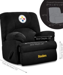 Imperial NFL GM Microfiber Recliner Accent Chair, Pittsburgh Steelers, Black 2