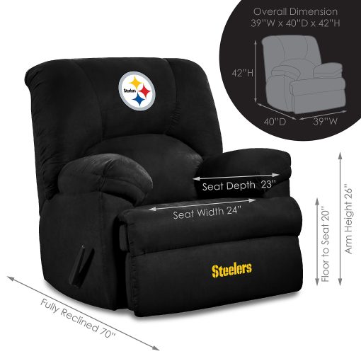 Imperial NFL GM Microfiber Recliner Accent Chair, Pittsburgh Steelers, Black - Image 2