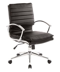 Office Star™ Pro-Line II™ SPX Bonded Leather Mid-Back Chair, Black/Chrome 2