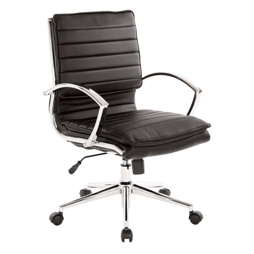 Office Star™ Pro-Line II™ SPX Bonded Leather Mid-Back Chair, Black/Chrome - Image 2