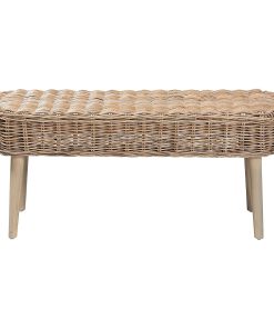 bali & pari Raisa Natural Kubu Rattan And Acacia Wood Accent Bench, 18-1/8”H x 43-3/4”W x 16-15/16”D, Gray 2