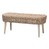 bali & pari Raisa Natural Kubu Rattan And Acacia Wood Accent Bench, 18-1/8”H x 43-3/4”W x 16-15/16”D, Gray