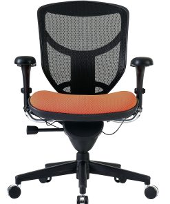 WorkPro® Quantum 9000 Series Ergonomic Mesh/Premium Fabric Mid-Back Chair, Black/Tangerine, BIFMA Compliant 2