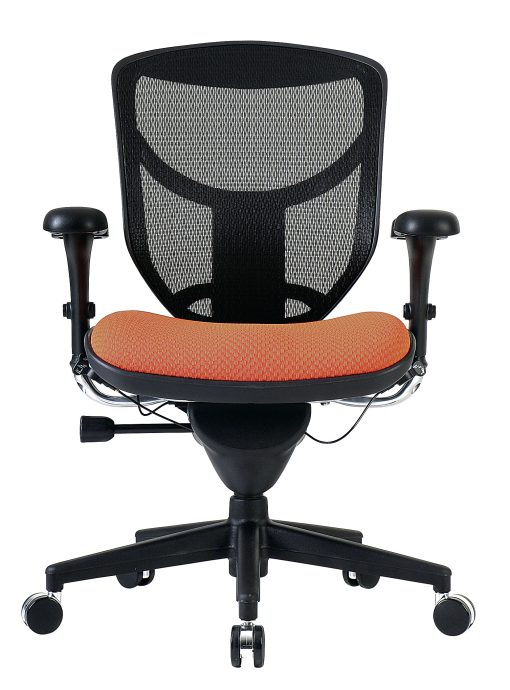 WorkPro® Quantum 9000 Series Ergonomic Mesh/Premium Fabric Mid-Back Chair, Black/Tangerine, BIFMA Compliant - Image 2