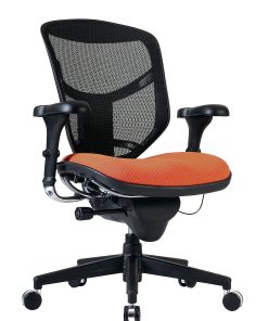 WorkPro® Quantum 9000 Series Ergonomic Mesh/Premium Fabric Mid-Back Chair, Black/Tangerine, BIFMA Compliant